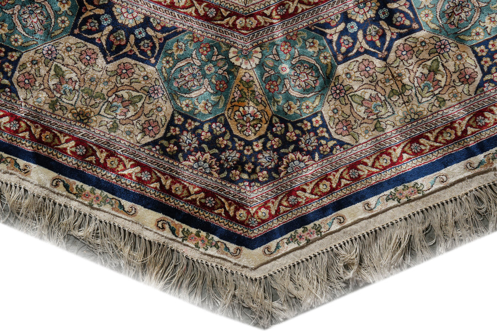 8 x 8 Feet Octagonal Handmade Silk Fancy Signed Rug #50359