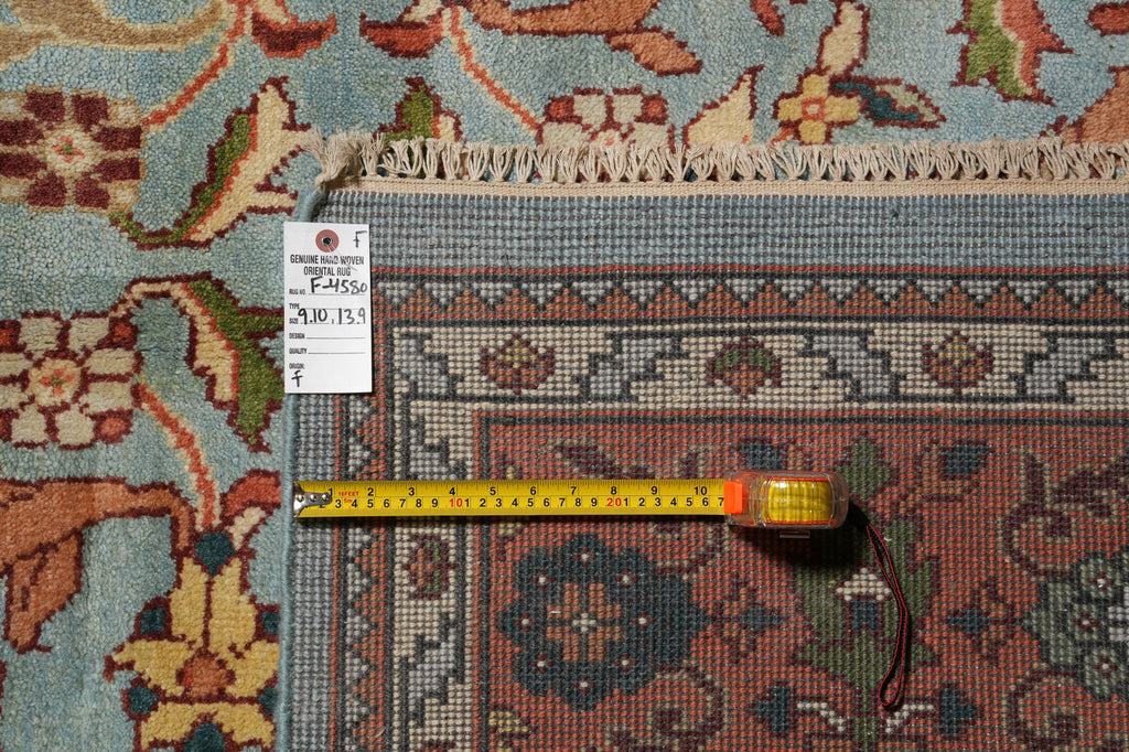10 x 13.9 New Reproduction Handmade Quality Wool Soltanabad Rug Light Blue Coral #F-4580