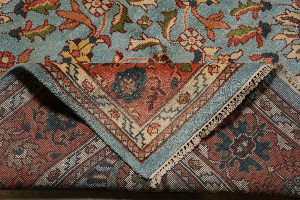 10 x 13.9 New Reproduction Handmade Quality Wool Soltanabad Rug Light Blue Coral #F-4580