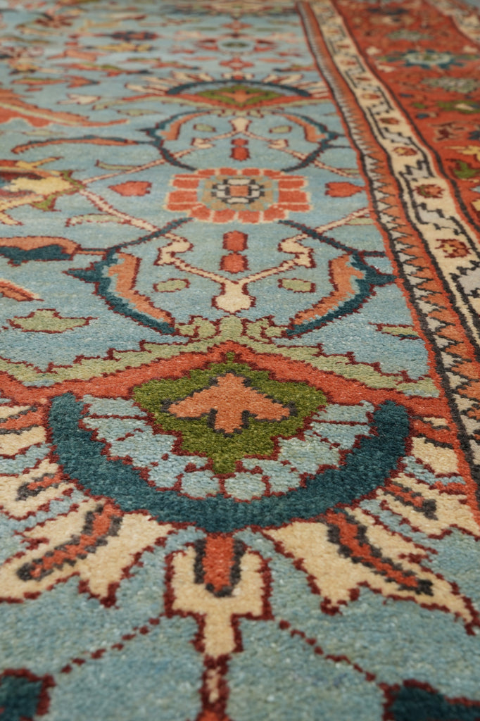 10 x 13.9 New Reproduction Handmade Quality Wool Soltanabad Rug Light Blue Coral #F-4580