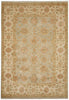 Load image into Gallery viewer, A rectangular area rug with an intricate traditional floral pattern in muted beige, cream, sage green, and soft terracotta tones.