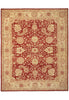 Load image into Gallery viewer, A traditional rectangular area rug with an ornate floral and vine pattern, featuring a deep red center field and a warm beige border.