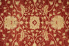 Load image into Gallery viewer, A close-up of a traditional patterned rug featuring a deep red background with beige floral and vine motifs.
