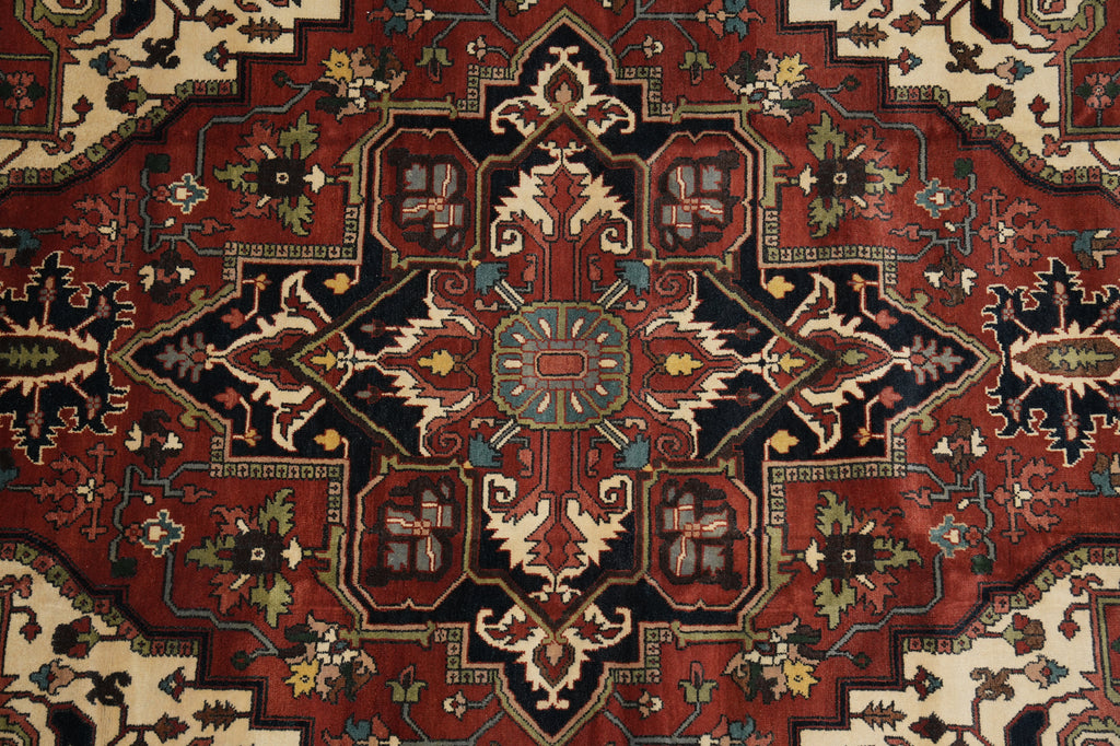 9.9 x 13.9 Good Quality Wool Handmade Serapi Heriz Rug #F-4582