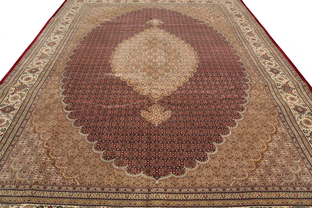 10 x 13 Quality Wool and Silk Mahi Tabriz Rug Roby #PIX-44995