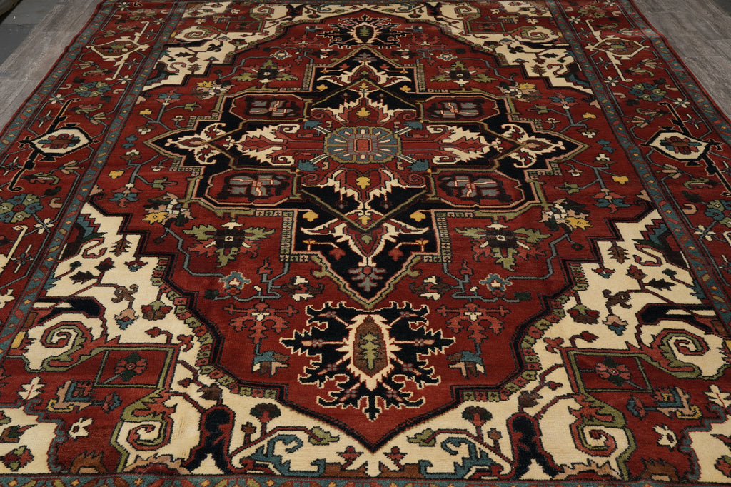 9.9 x 13.9 Good Quality Wool Handmade Serapi Heriz Rug #F-4582