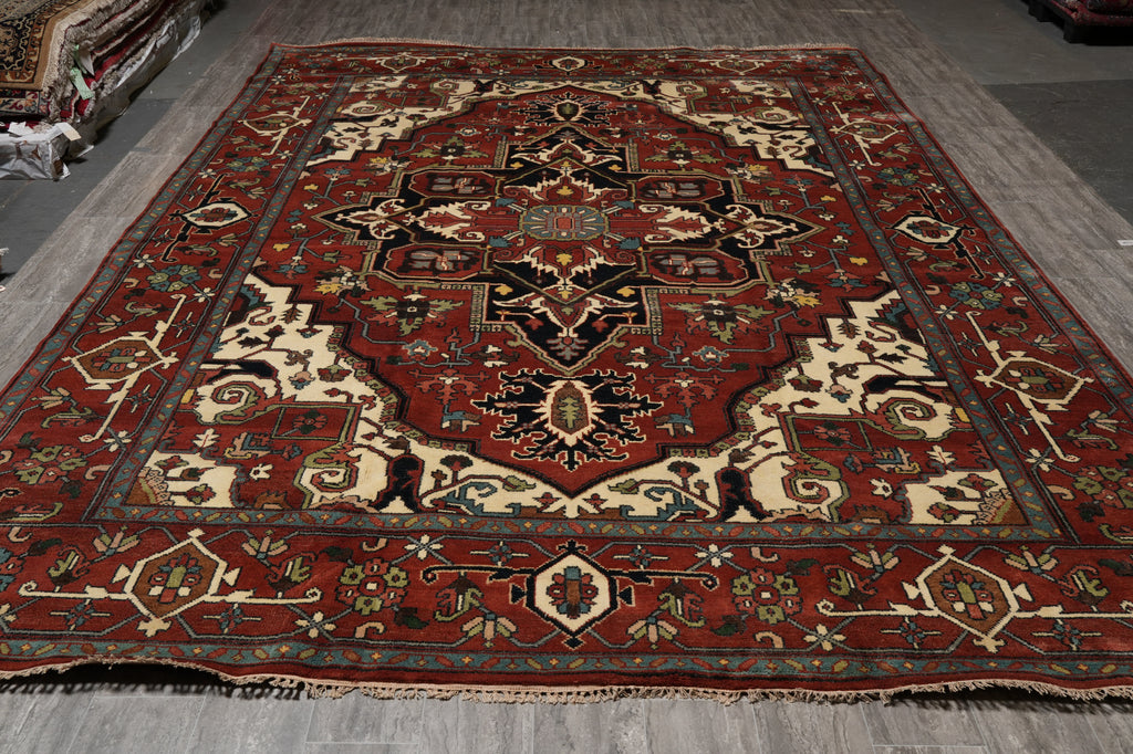 9.9 x 13.9 Good Quality Wool Handmade Serapi Heriz Rug #F-4582