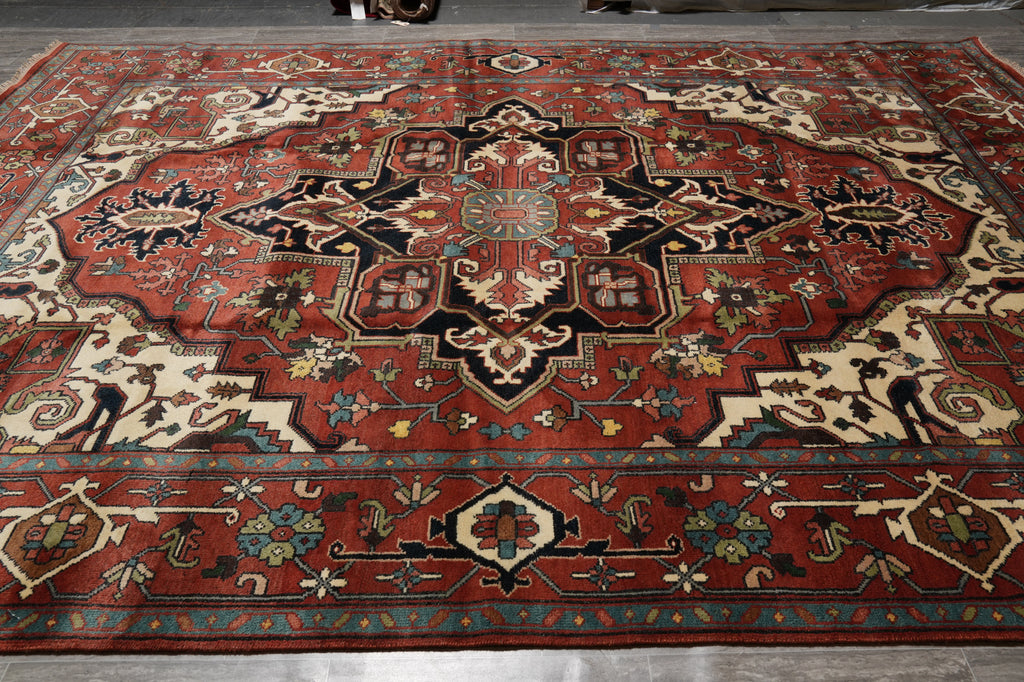 9.9 x 13.9 Good Quality Wool Handmade Serapi Heriz Rug #F-4582