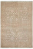 Load image into Gallery viewer, An area rug with an intricate traditional floral pattern in muted beige, dusty pink, and sage green tones, featuring a central medallion and corner motifs.