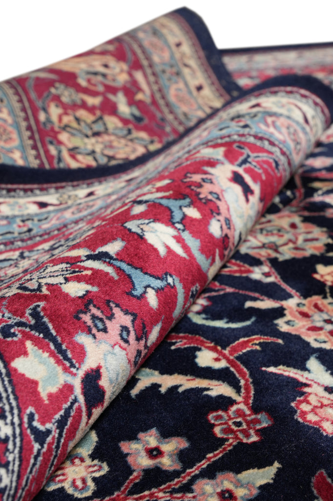 10 x 14 Black Burgundy Fine Hand-knotted Wool and Silk Carpet #F-4372