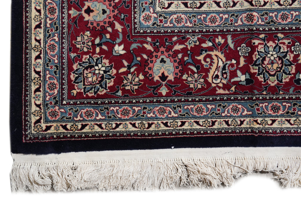 10 x 14 Black Burgundy Fine Hand-knotted Wool and Silk Carpet #F-4372