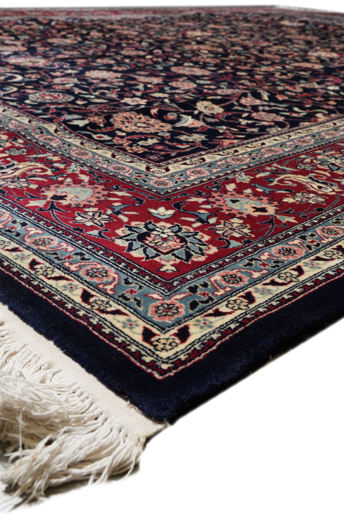 10 x 14 Black Burgundy Fine Hand-knotted Wool and Silk Carpet #F-4372