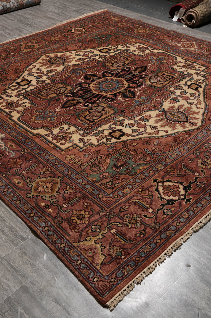 9.9 x 10 Square Rug Heriz Serapi Handmade India #F-4584