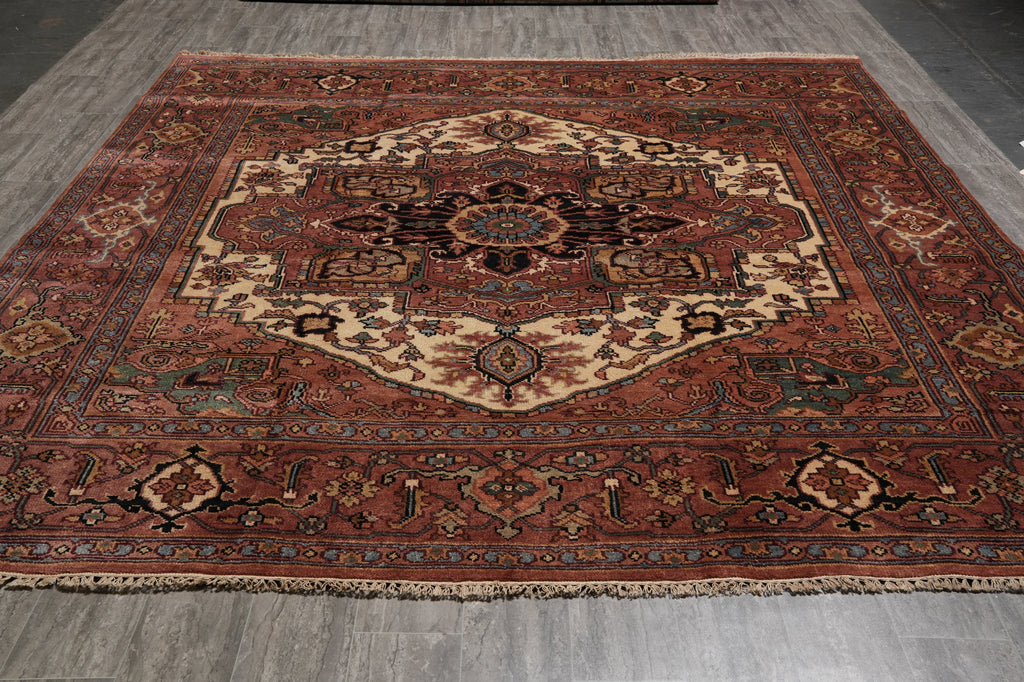 9.9 x 10 Square Rug Heriz Serapi Handmade India #F-4584