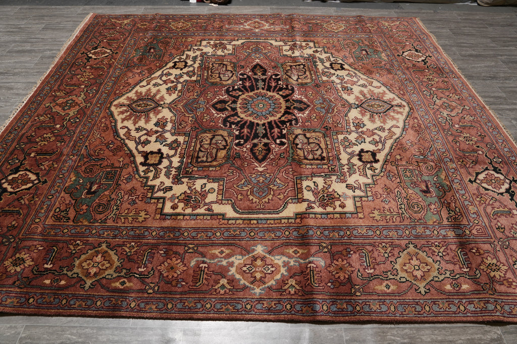 9.9 x 10 Square Rug Heriz Serapi Handmade India #F-4584