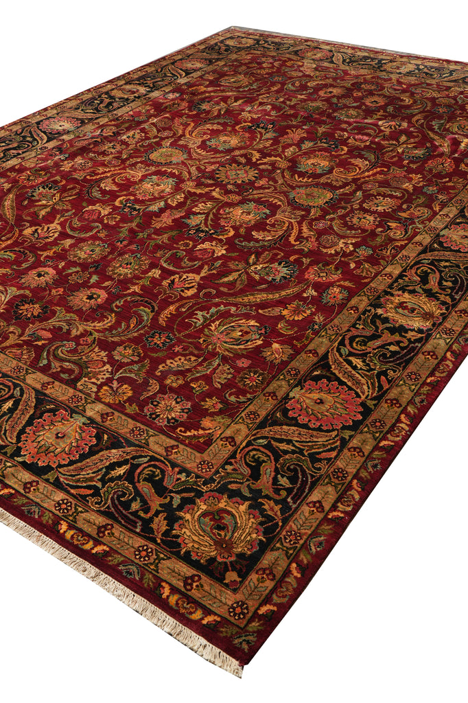 9.3 x 13.4 Quality Handmade Dense Lustrous Wool Burgundy Jaipur Rug  #PIX-8670