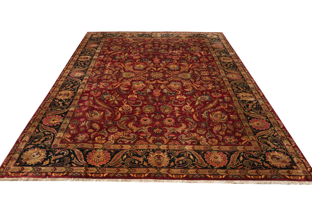 9.3 x 13.4 Quality Handmade Dense Lustrous Wool Burgundy Jaipur Rug 