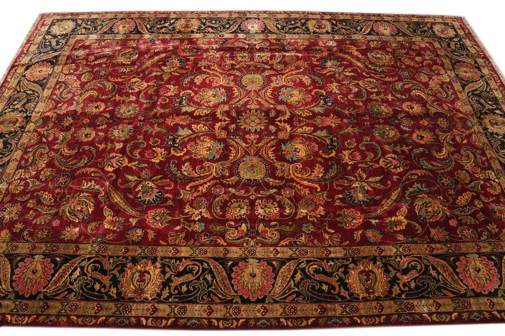 9.3 x 13.4 Quality Handmade Dense Lustrous Wool Burgundy Jaipur Rug  #PIX-8670