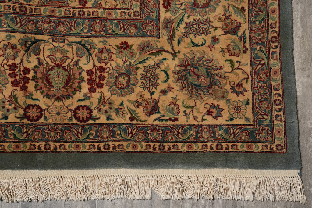 9 x 12.5 High Quality 18/18 Pakistan Wool Handmade Rug Green #F-6405