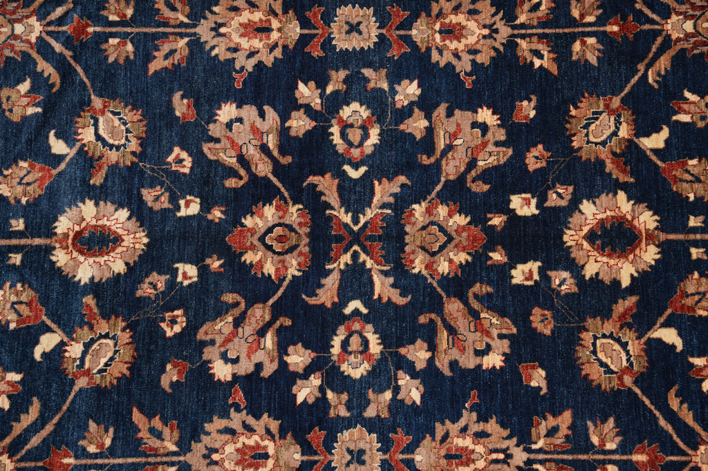 9.3 x 11.8 Decorative Quality Handmade Zigler Chobi Rug Blue Rust #PIX-8479