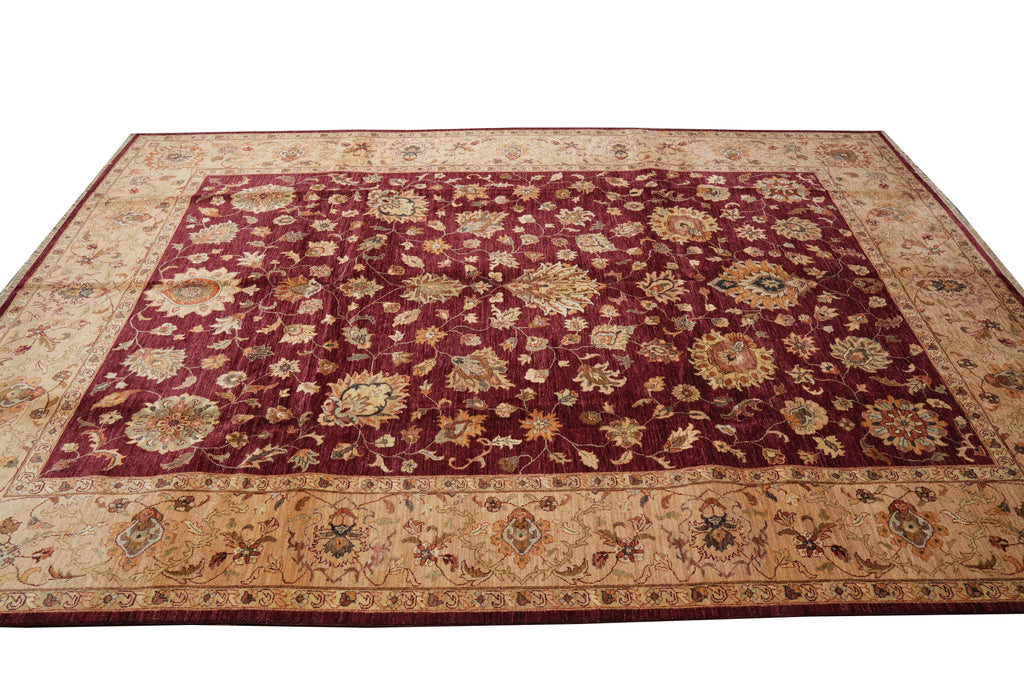 10 x 14 Natural Wool Quality Handmade Rug Zigler Chobi Peshawar Carpet #PIX-10275