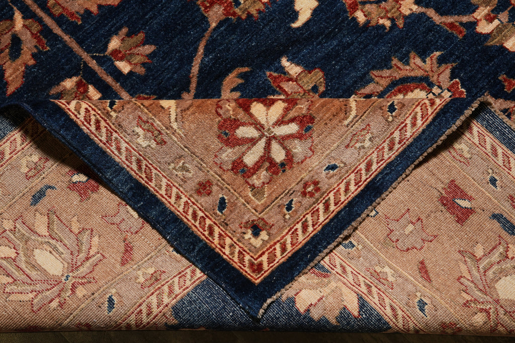 9.3 x 11.8 Decorative Quality Handmade Zigler Chobi Rug Blue Rust #PIX-8479