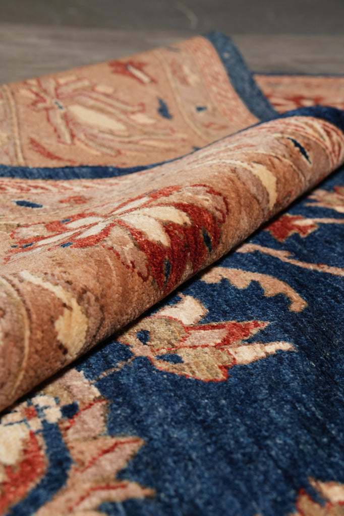 9.3 x 11.8 Decorative Quality Handmade Zigler Chobi Rug Blue Rust #PIX-8479
