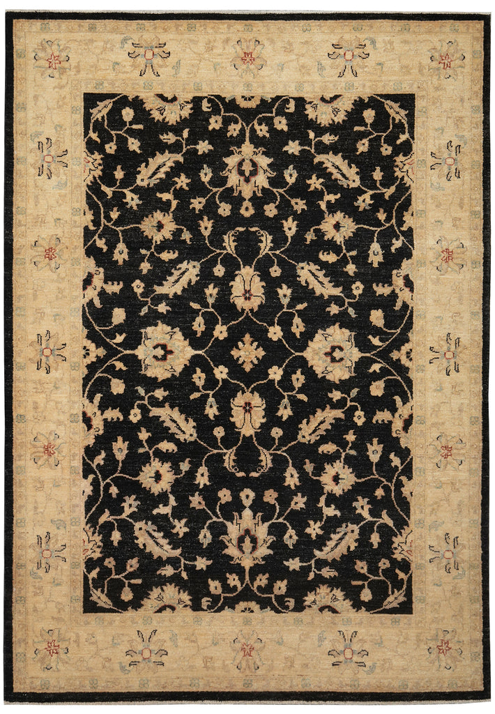 5 x 7 Chobi Peshawar Ziegler Rug BLACK - Pakistan #PIX-20218