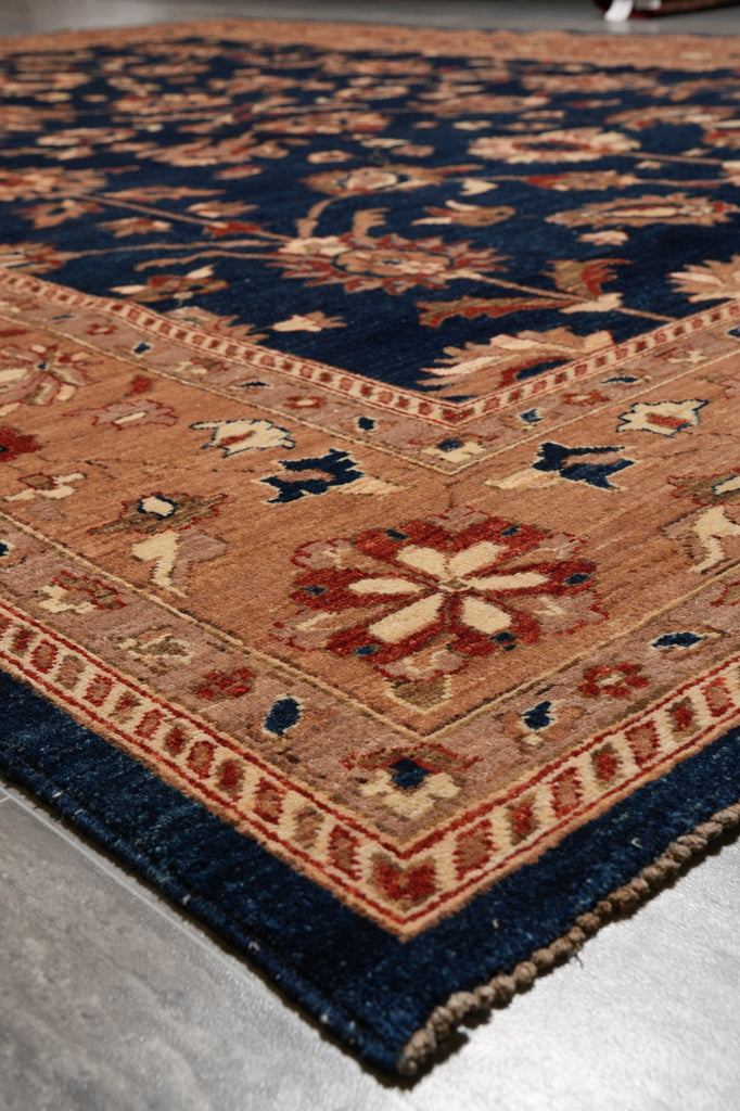 9.3 x 11.8 Decorative Quality Handmade Zigler Chobi Rug Blue Rust #PIX-8479