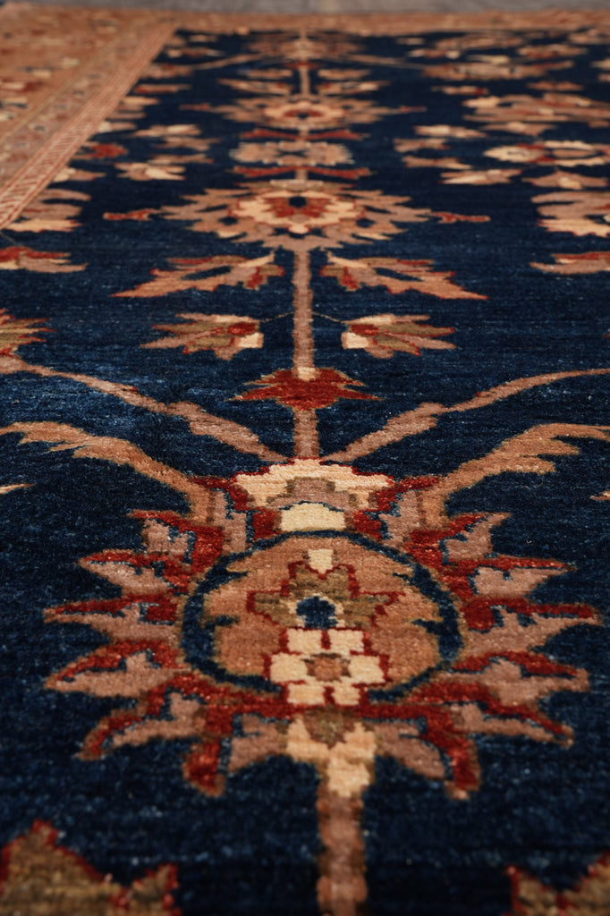 9.3 x 11.8 Decorative Quality Handmade Zigler Chobi Rug Blue Rust #PIX-8479