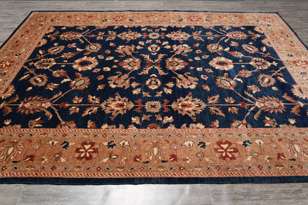 9.3 x 11.8 Decorative Quality Handmade Zigler Chobi Rug Blue Rust #PIX-8479