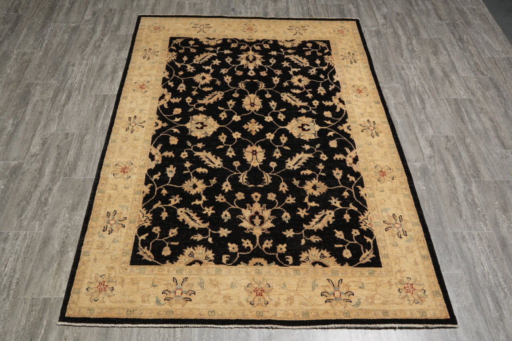 5 x 7 Chobi Peshawar Ziegler Rug BLACK - Pakistan #PIX-20218