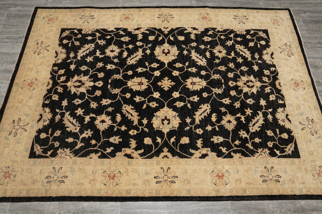 5 x 7 Chobi Peshawar Ziegler Rug BLACK - Pakistan #PIX-20218