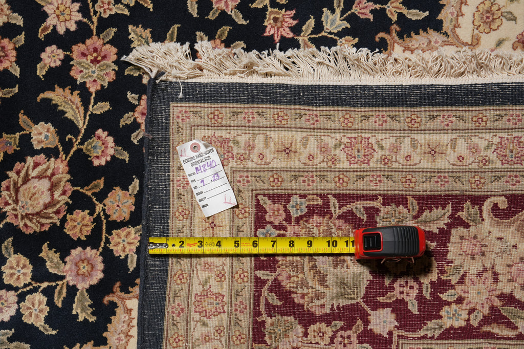 9 x 13 Black Wool and Silk Burgundy Sino Tabriz Fine Quality Rug #PIX-14840