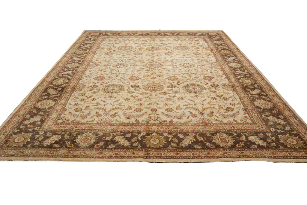 10 x 13.8 Quality Handmade Agra Rug Natural Wool 