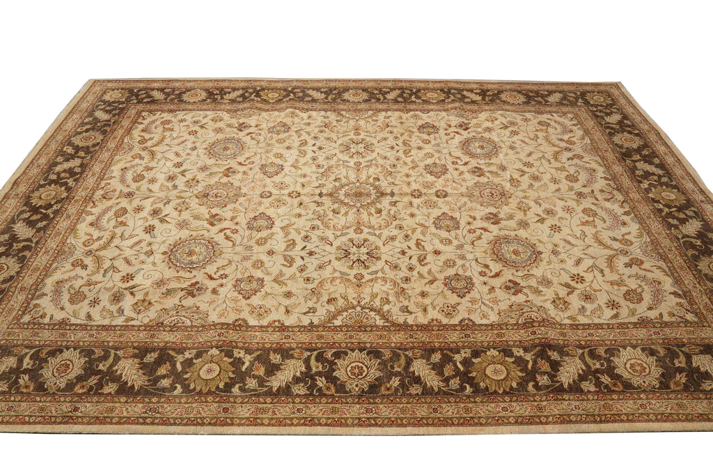 10 x 13.8 Quality Handmade Agra Rug Natural Wool 
