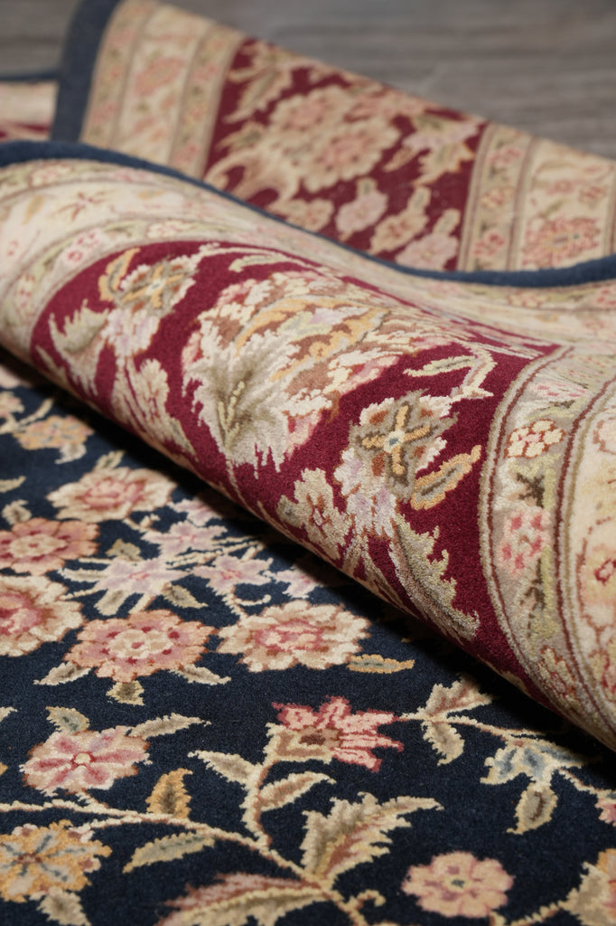 9 x 13 Black Wool and Silk Burgundy Sino Tabriz Fine Quality Rug #PIX-14840