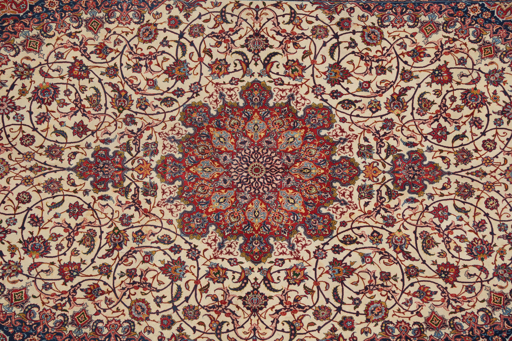 6.8 x 10.4 Authentic Finest Persian Esfahan Signed Seirafian Rug Wool and Silk on Silk 500 Kpsi #F-4586