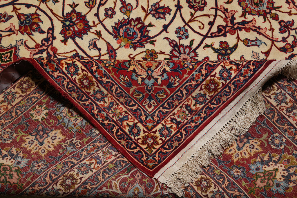 6.8 x 10.4 Authentic Finest Persian Esfahan Signed Seirafian Rug Wool and Silk on Silk 500 Kpsi #F-4586
