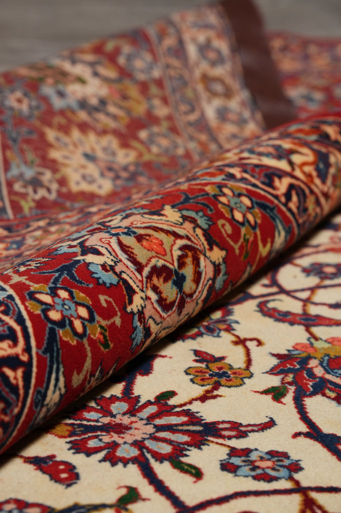 6.8 x 10.4 Authentic Finest Persian Esfahan Signed Seirafian Rug Wool and Silk on Silk 500 Kpsi #F-4586