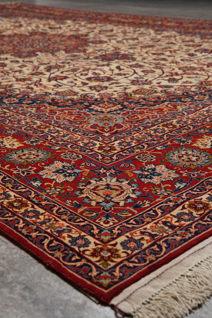 6.8 x 10.4 Authentic Finest Persian Esfahan Signed Seirafian Rug Wool and Silk on Silk 500 Kpsi #F-4586