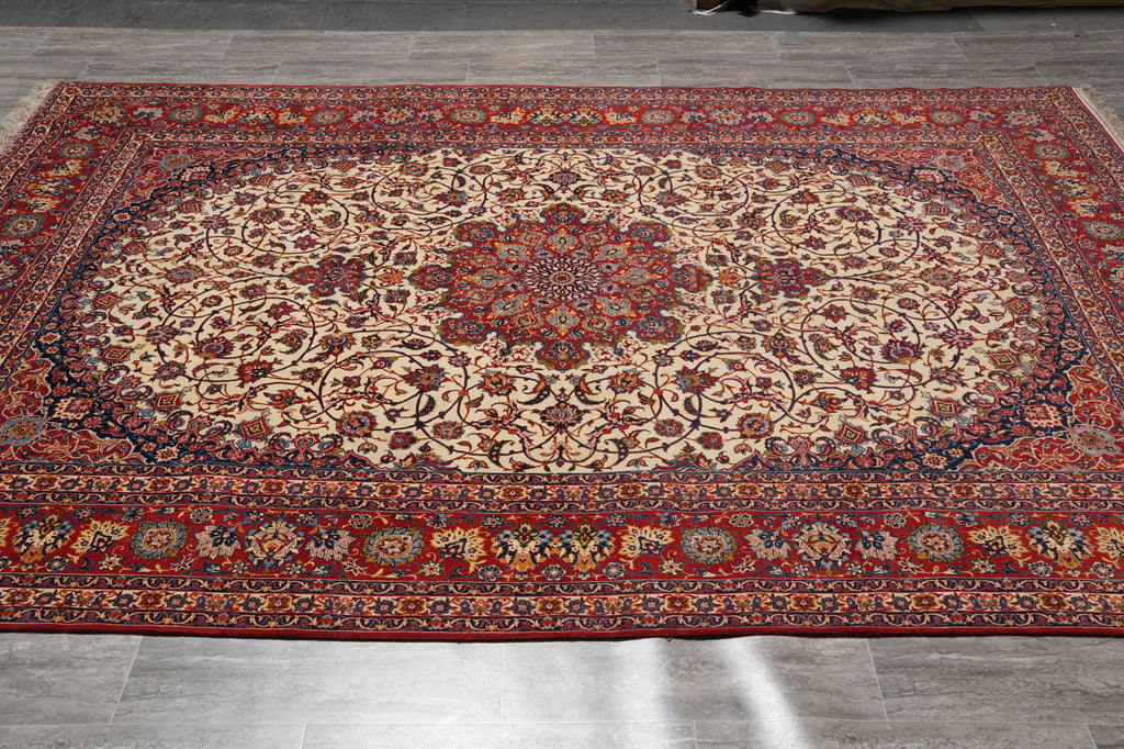 6.8 x 10.4 Authentic Finest Persian Esfahan Signed Seirafian Rug Wool and Silk on Silk 500 Kpsi #F-4586