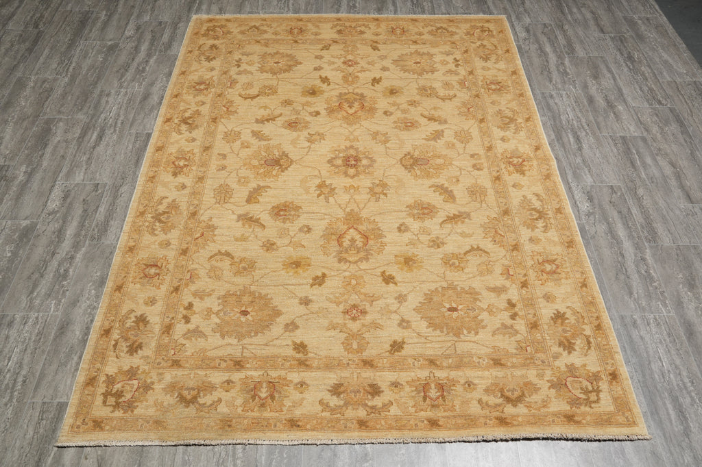5.5 x 7.6 Chobi Peshawar Rug LIGHT Calm Colors - Pakistan #PIX-20219
