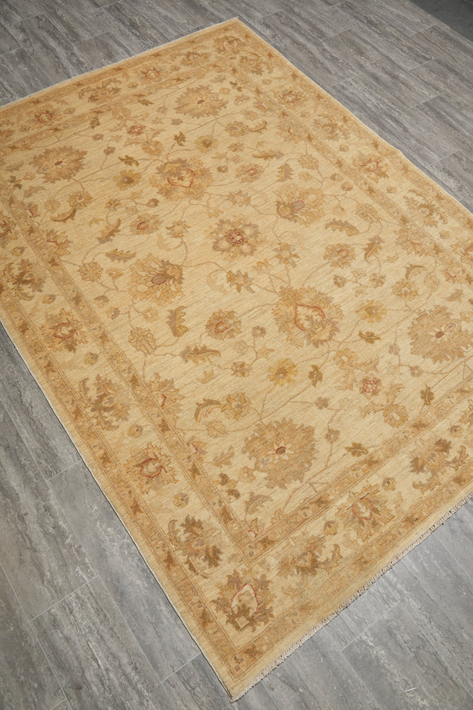 5.5 x 7.6 Chobi Peshawar Rug LIGHT Calm Colors - Pakistan #PIX-20219