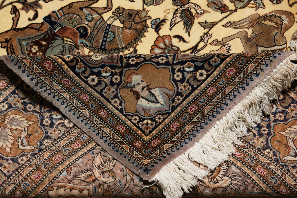 6.8 x 9.7 Exotic Hunting Authentic Persian Tabriz Rug 400 Kpsi Iran #F-4588