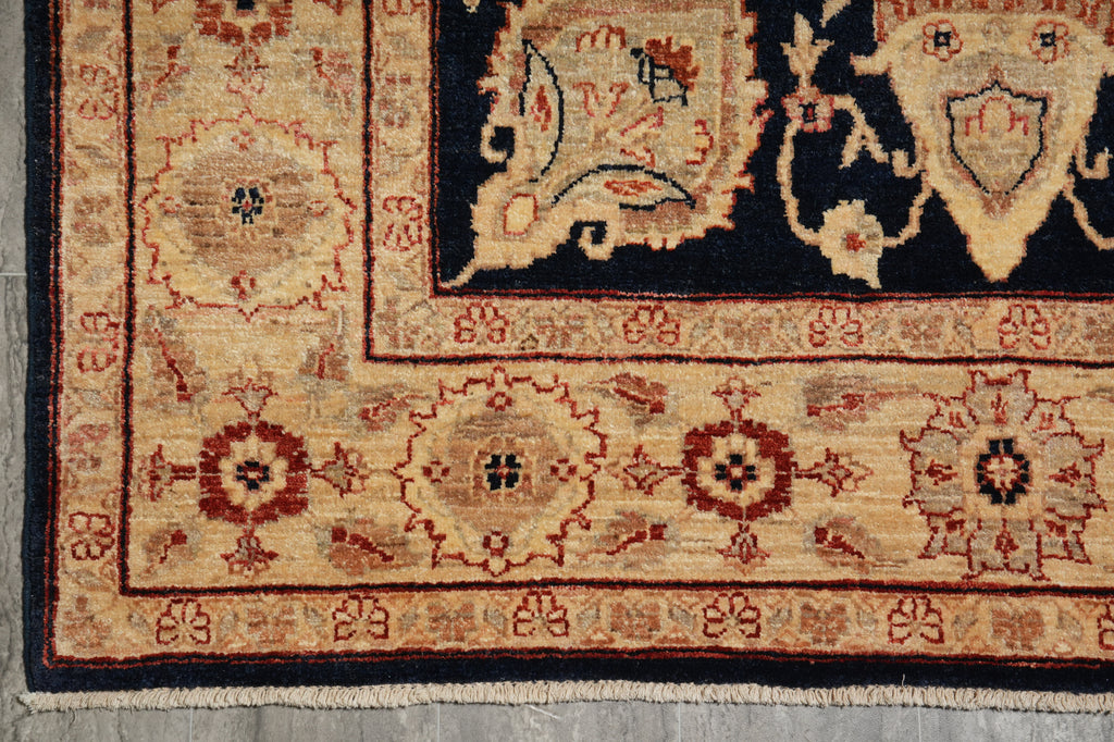 5.6 x 7.4 BLACK Natural Quality Handmade Chobi Peshawar Rug-PAKISTAN #PIX-4807