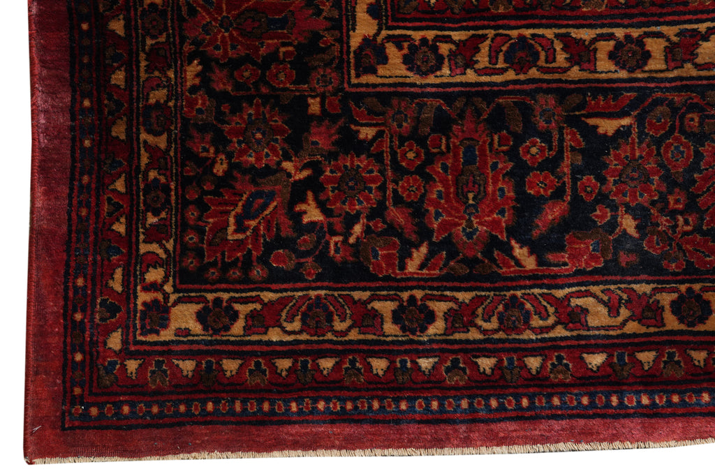 10.8 x 16 Authentic Antique Persian Kashan Sarouk Machester Wool Quality Rug  1930's #F-4373