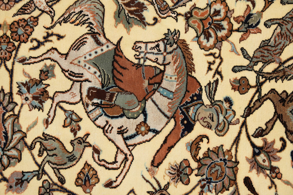 6.8 x 9.7 Exotic Hunting Authentic Persian Tabriz Rug 400 Kpsi Iran #F-4588