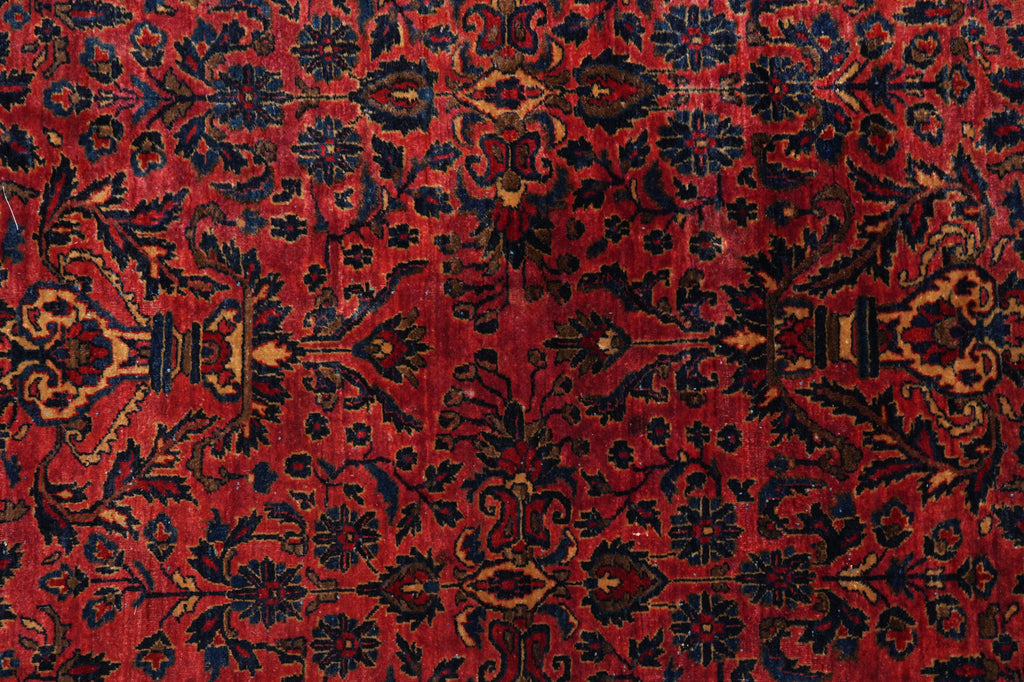 10.8 x 16 Authentic Antique Persian Kashan Sarouk Machester Wool Quality Rug  1930's #F-4373