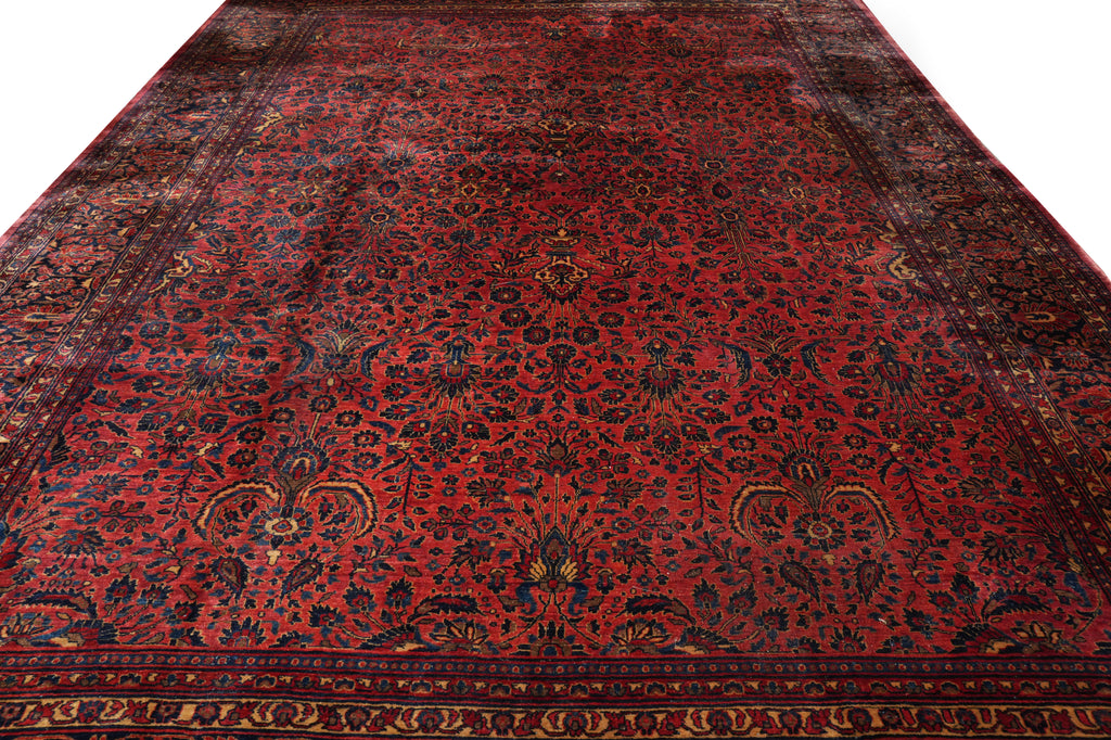 10.8 x 16 Authentic Antique Persian Kashan Sarouk Machester Wool Quality Rug  1930's #F-4373